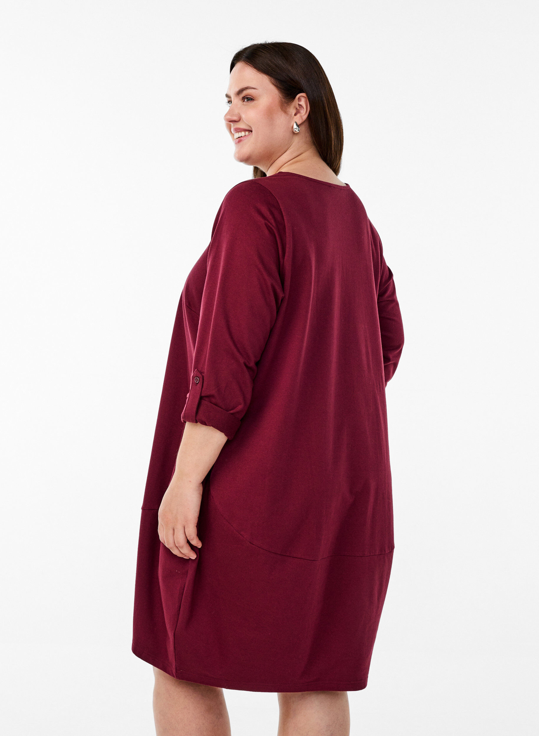 ZizzifashionBalloon dress with pockets, Dark Bordeaux, Model image number 2