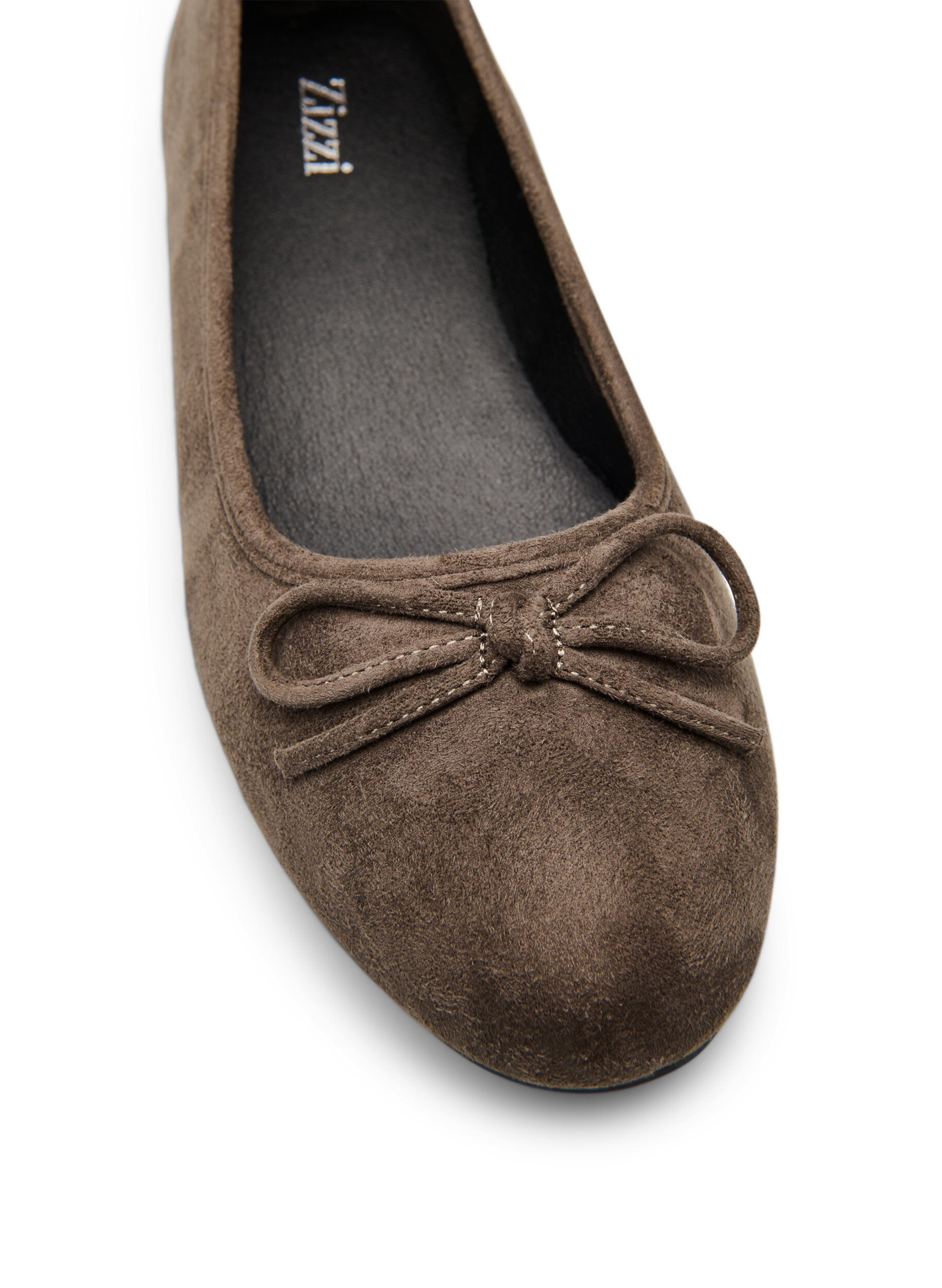 Zizzifashion Ballerina in faux suede with bow, Brown, Packshot image number 3