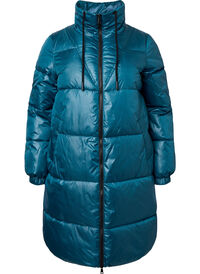 Shiny puffer jacket with zipper and pockets