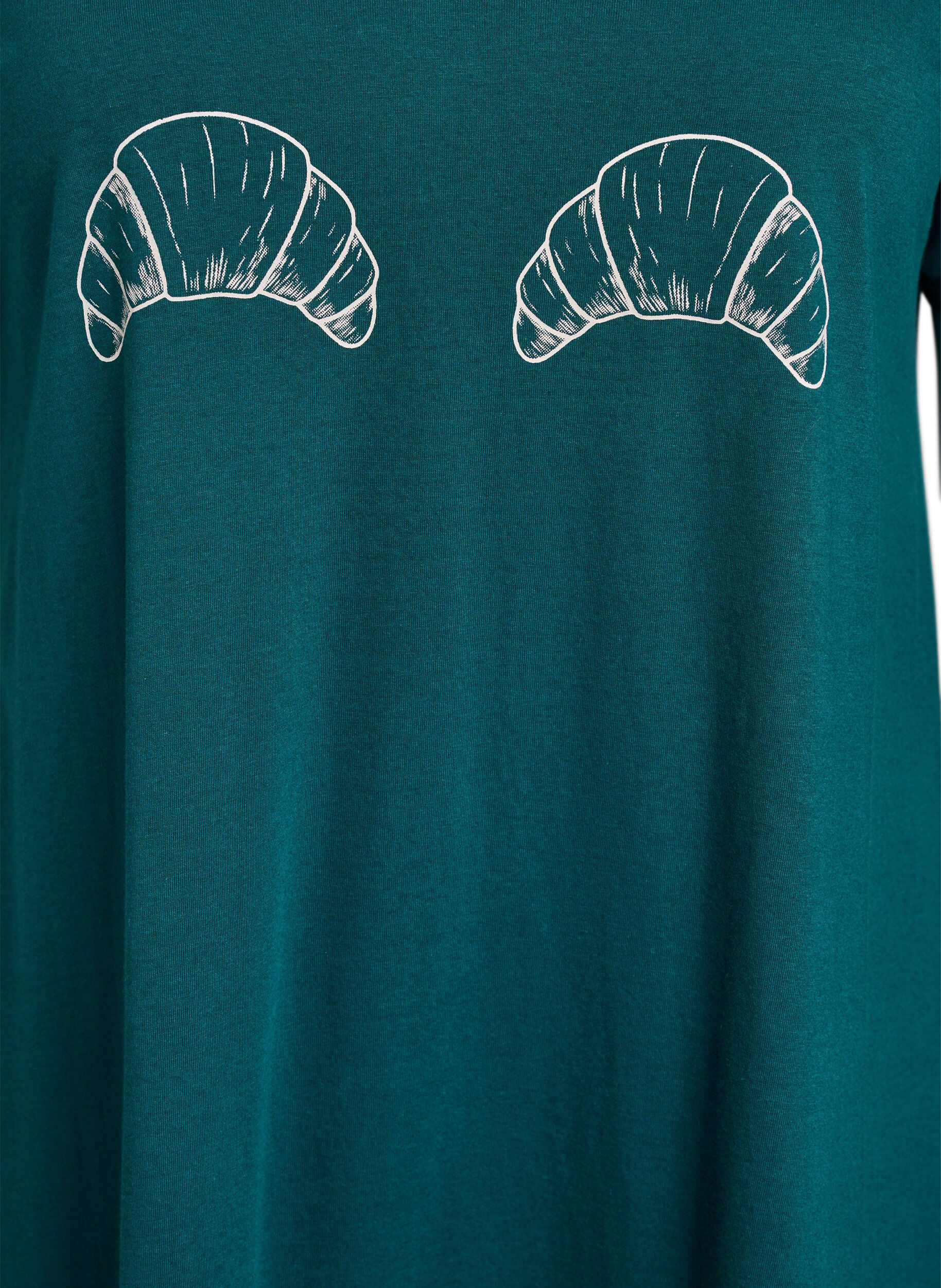 ZizzifashionOrganic cotton nightdress with V-neck, Green, Packshot image number 2