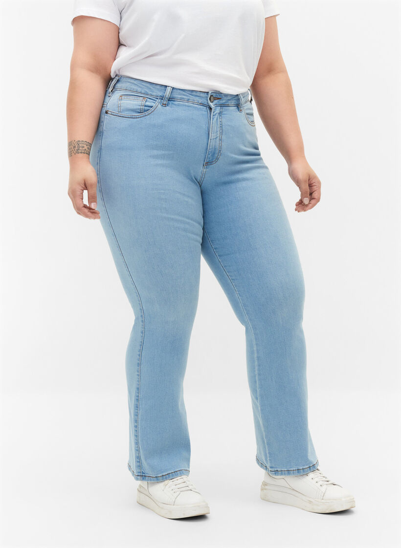 High-waisted Ellen bootcut jeans, Light Blue, Model image number 2