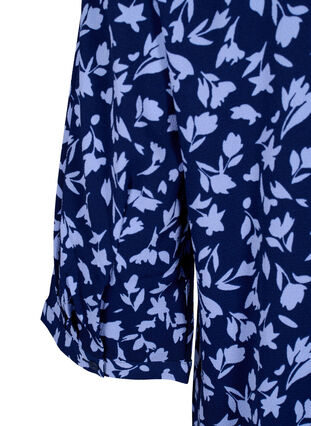 Floral tunic with 3/4 sleeves, M. Blue Flower AOP, Packshot image number 3