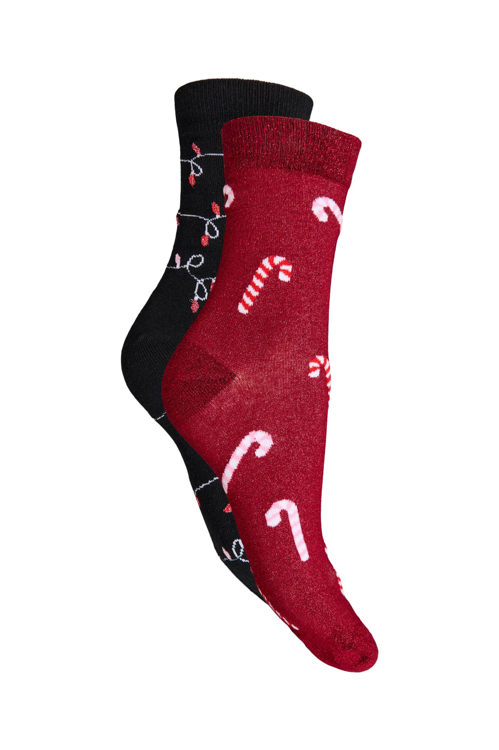 Zizzifashion 2-pack Christmas socks, Red, Packshot image number 1