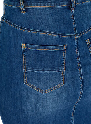 Denim midi skirt with slits, Dark blue denim, Packshot image number 3