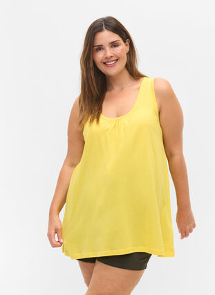 Sleeveless A-line top, Primrose Yellow, Model image number 0