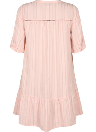 Striped viscose dress with lace ribbons, Strawberry Cream, Packshot image number 1