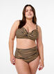 High-waisted patterned bikini bottoms, Brown, Model image number 0