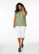 Sleeveless top in cotton muslin with ruffles, Green, Model image number 1