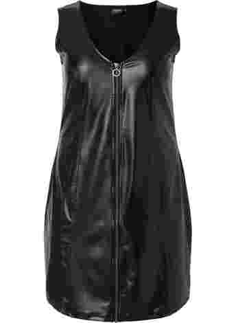 Faux leather dress with zip