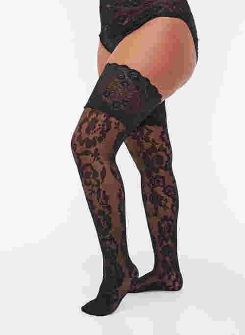 Hold-up stockings in 30 denier with lace