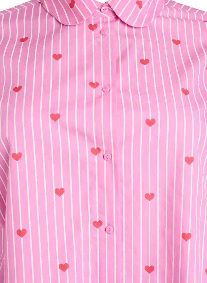 Shirt blouse with stripes and hearts, Pink, Packshot image number 2