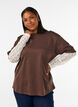 Loose t-shirt with long lace sleeves, Brown, Model image number 0