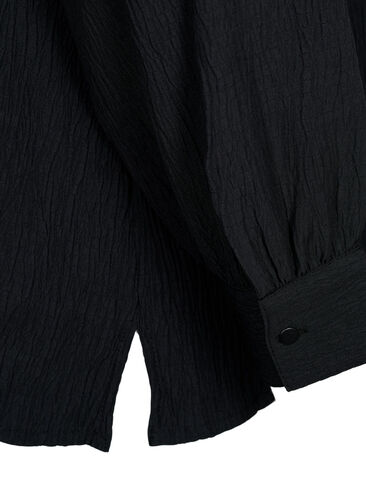 Long-sleeved blouse with ruffle collar, Black, Packshot image number 3