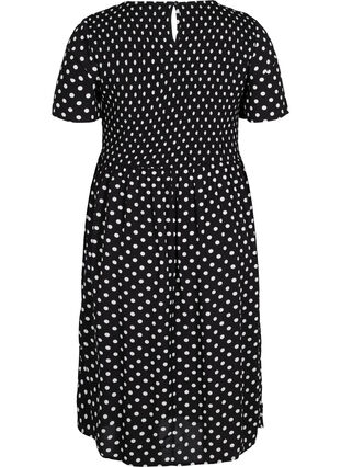 Printed viscose dress with smock, Black Dot, Packshot image number 1