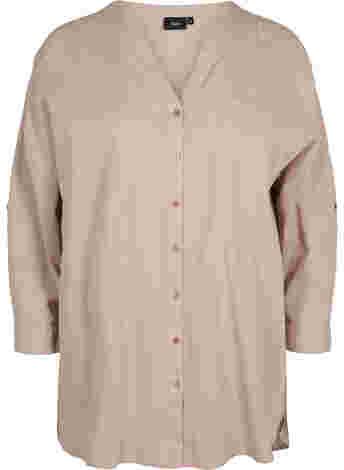 Blouse with 3/4-length sleeves and button closure