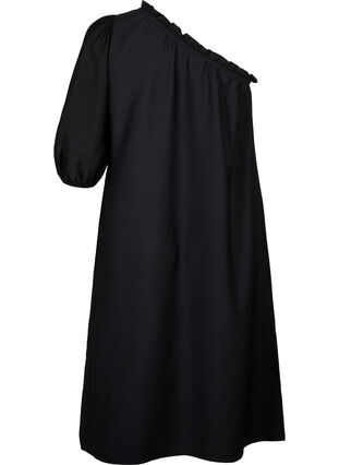 One-shoulder dress in viscose, Black, Packshot image number 1