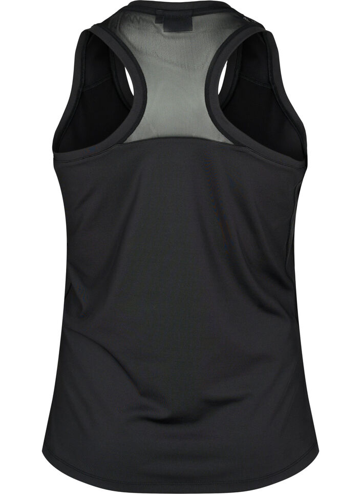 Sports top with racer back and mesh, Black, Packshot image number 1