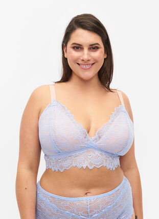 Bralette with lace and soft padding - Light Blue - Sz. 85E-115H