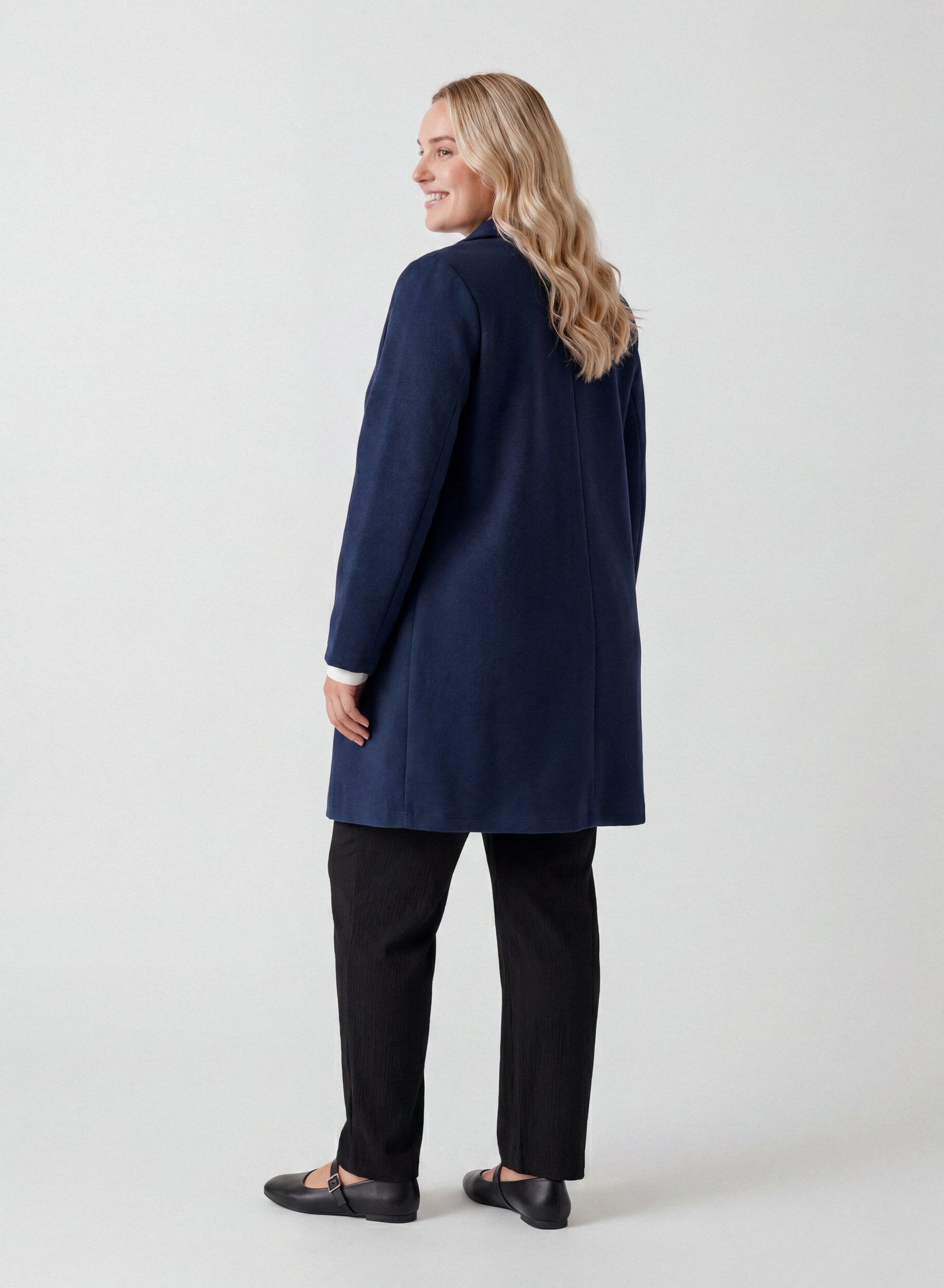 ZizzifashionLong blazer with pockets, Blue, Model image number 2
