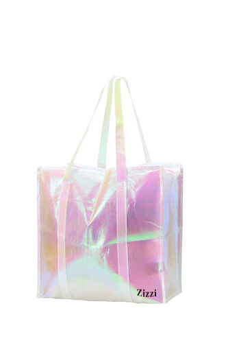Shopping bag with zipper, Pink Metallic, Packshot image number 0
