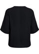Shirt blouse with V-neck and 3/4 sleeves, Black, Packshot image number 1