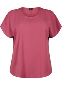 Blouse with short sleeves and a round neckline
