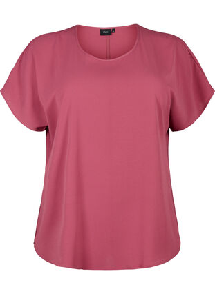 Blouse with short sleeves and a round neckline, Dry Rose, Packshot image number 0