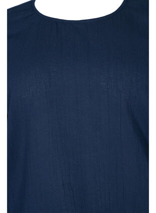 Short-sleeved cotton blouse with smock, Navy Blazer, Packshot image number 2