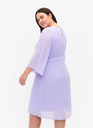 Pleated dress with 3/4 sleeves, Lavender, Model image number 1