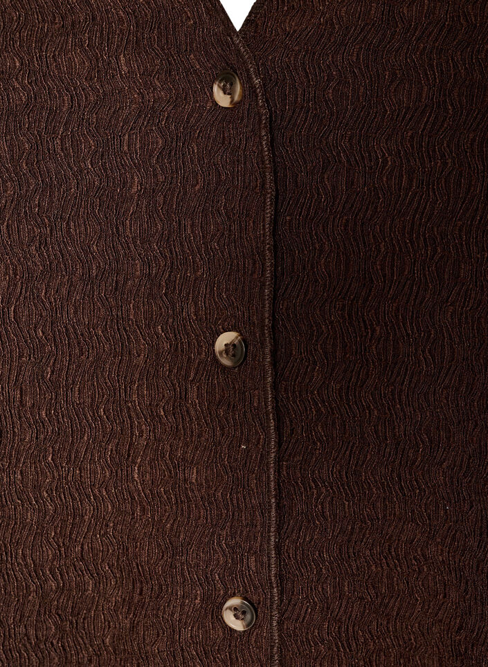 Sleeveless top with a wavy texture and button fastening, Brown, Packshot image number 2