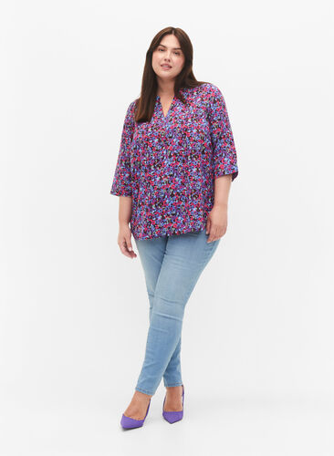 Blouse with 3/4 sleeves and print, Ditsy Flower, Model image number 2
