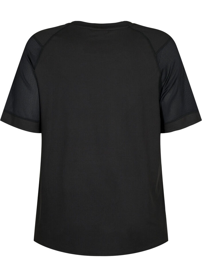 Short-sleeved training t-shirt with round neck, Black, Packshot image number 1