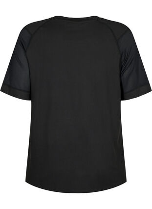 Short-sleeved training t-shirt with round neck, Black, Packshot image number 1