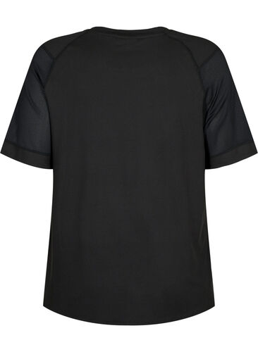 Short-sleeved training t-shirt with round neck, Black, Packshot image number 1