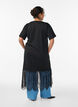 Jersey T-shirt dress with a lace layer, Black, Model image number 1
