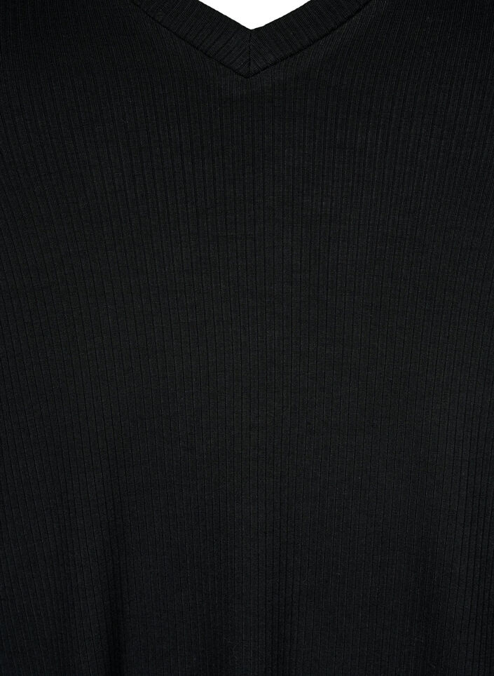 Ribbed T-shirt with LENZING™ ECOVERO™ Viscose, Black, Packshot image number 2
