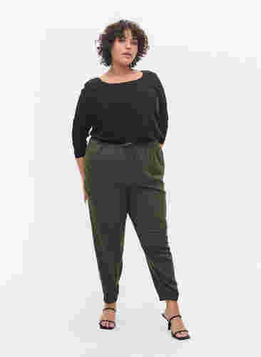Basic cotton blouse 2-pack, Black/Black, Model image number 2