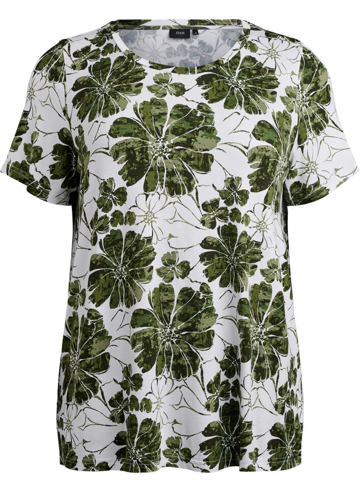 T-shirt with floral print, Green, Packshot image number 0