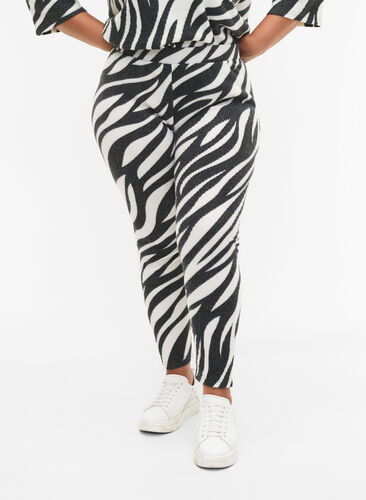 Leggings with zebra print, White Zebra, Model image number 2