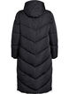 Long puffer coat with hood and pockets, Black, Packshot image number 1