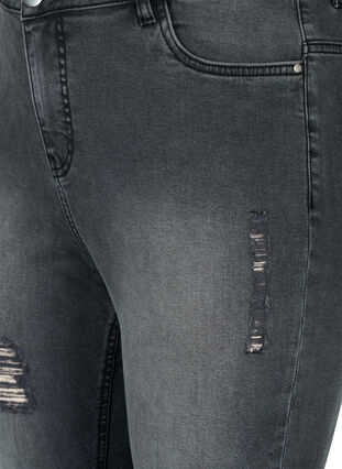 Tight-fitting jeans with rip details, Grey Denim, Packshot image number 2