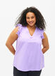 Sleeveless cotton top with ruffles, Purple, Model image number 0