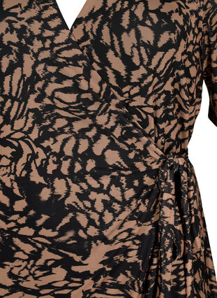 Printed wrap midi dress, Black Brown AOP, Packshot image number 2