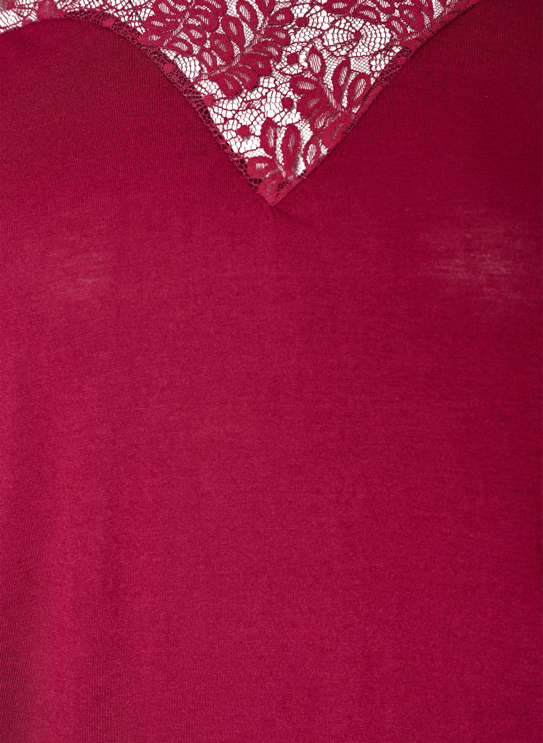 ZizzifashionBlouse with lace insert and balloon sleeves, Red, Packshot image number 2