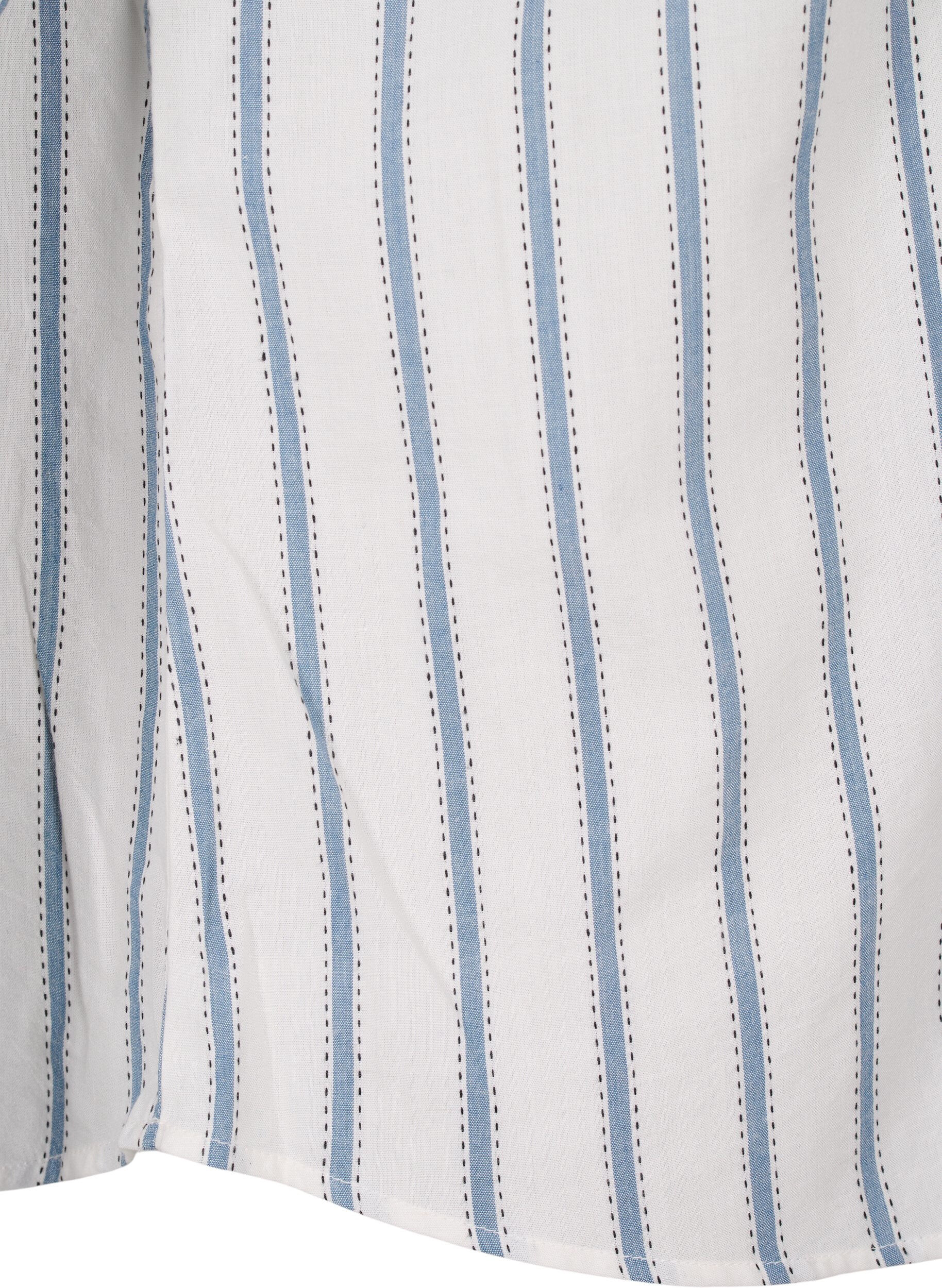 Zizzifashion Striped blouse with tie detail, White, Packshot image number 3