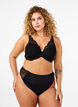 Microfiber thong with lace, Black, Model image number 0
