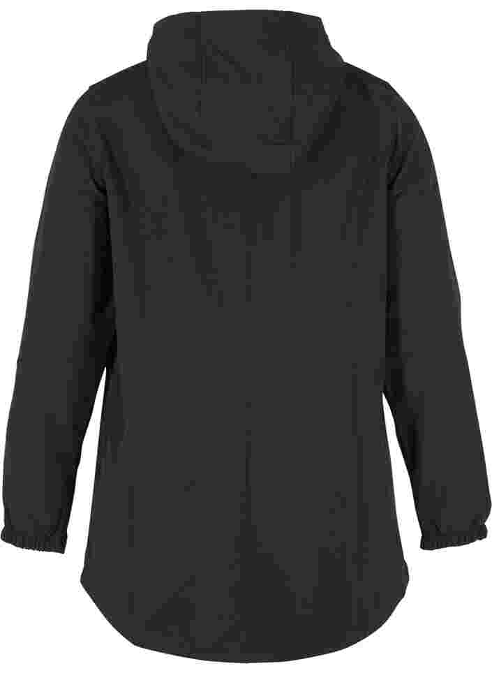 Short, hooded softshell jacket, Black, Packshot image number 1