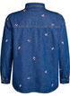 Denim shirt with embroidered flowers, Blue, Packshot image number 1
