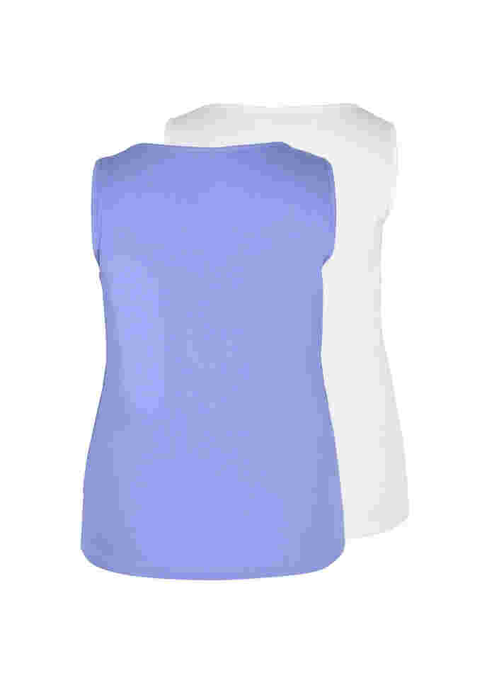 2-pack basic tank top with rib, Ultramarine/White, Packshot image number 1