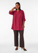 Cotton muslin tunic with broderie anglaise, Red, Model image number 1